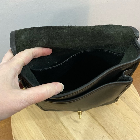 Vintage Coach Station Bag Black Leather Crossbody Satchel Purse 5130 No Strap - Picture 8 of 16